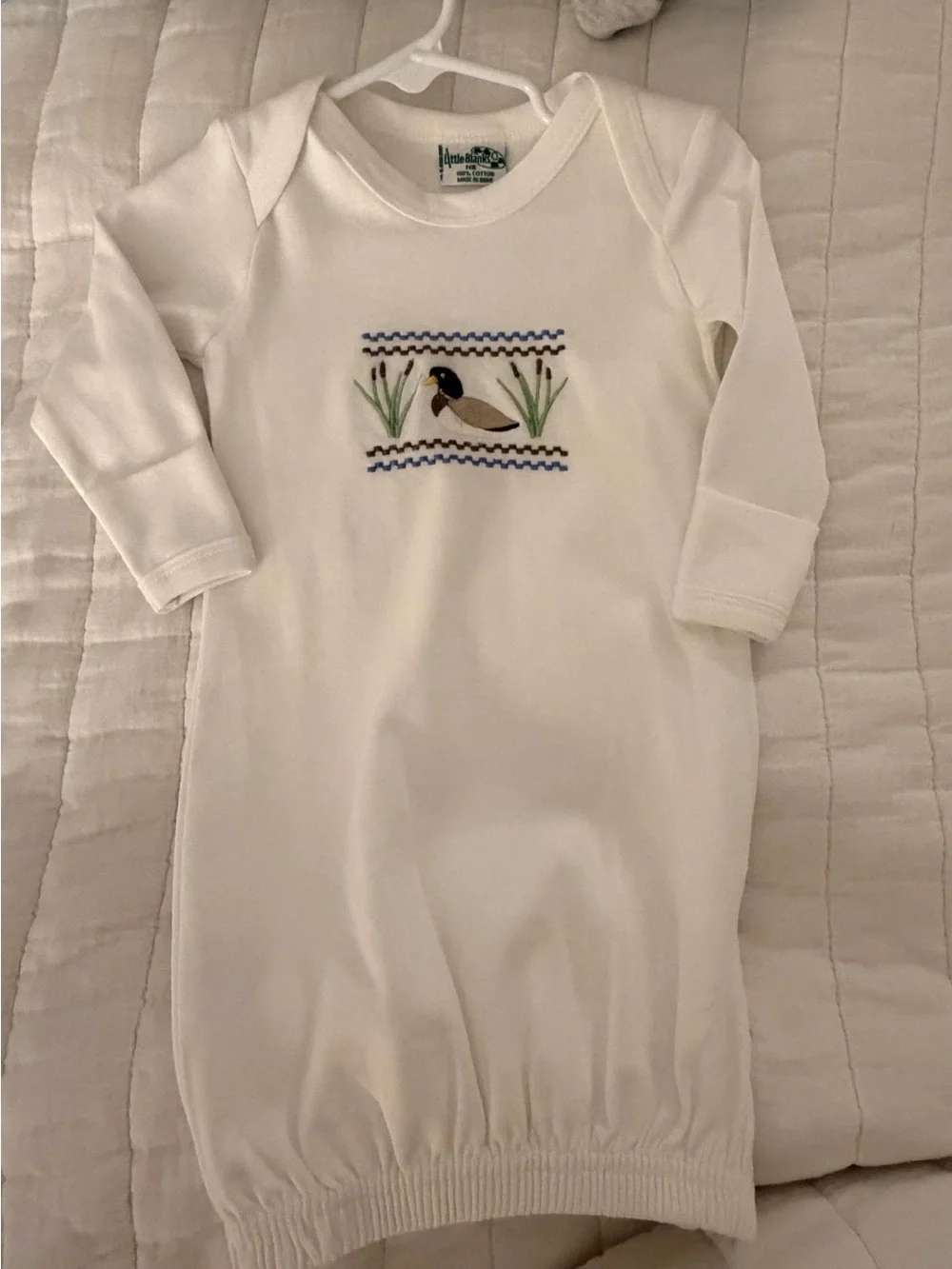 White Baby Sleep Gown with Duck Embroidery - Classic Kids Pajamas